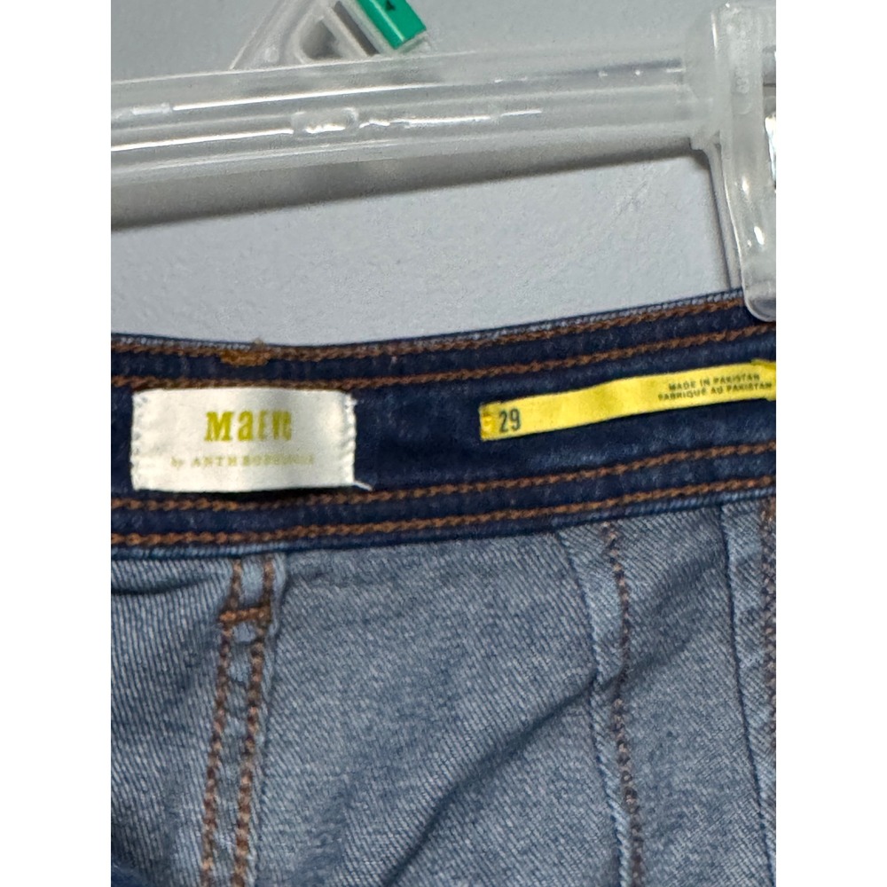 Maeve Anthropologie High Rise Wide Leg Jeans Dark Wash Raw Hem Size 29 - Picture 6 of 9
